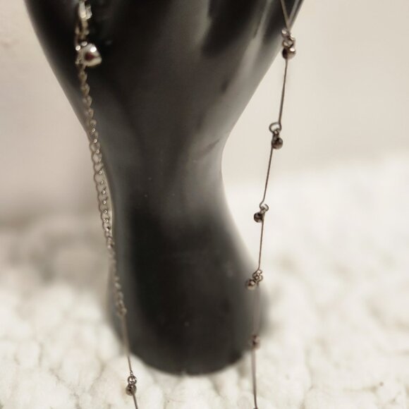Delicate Black Costume Necklace – Smoky Black Beads, 16” Chain - Picture 3 of 10
